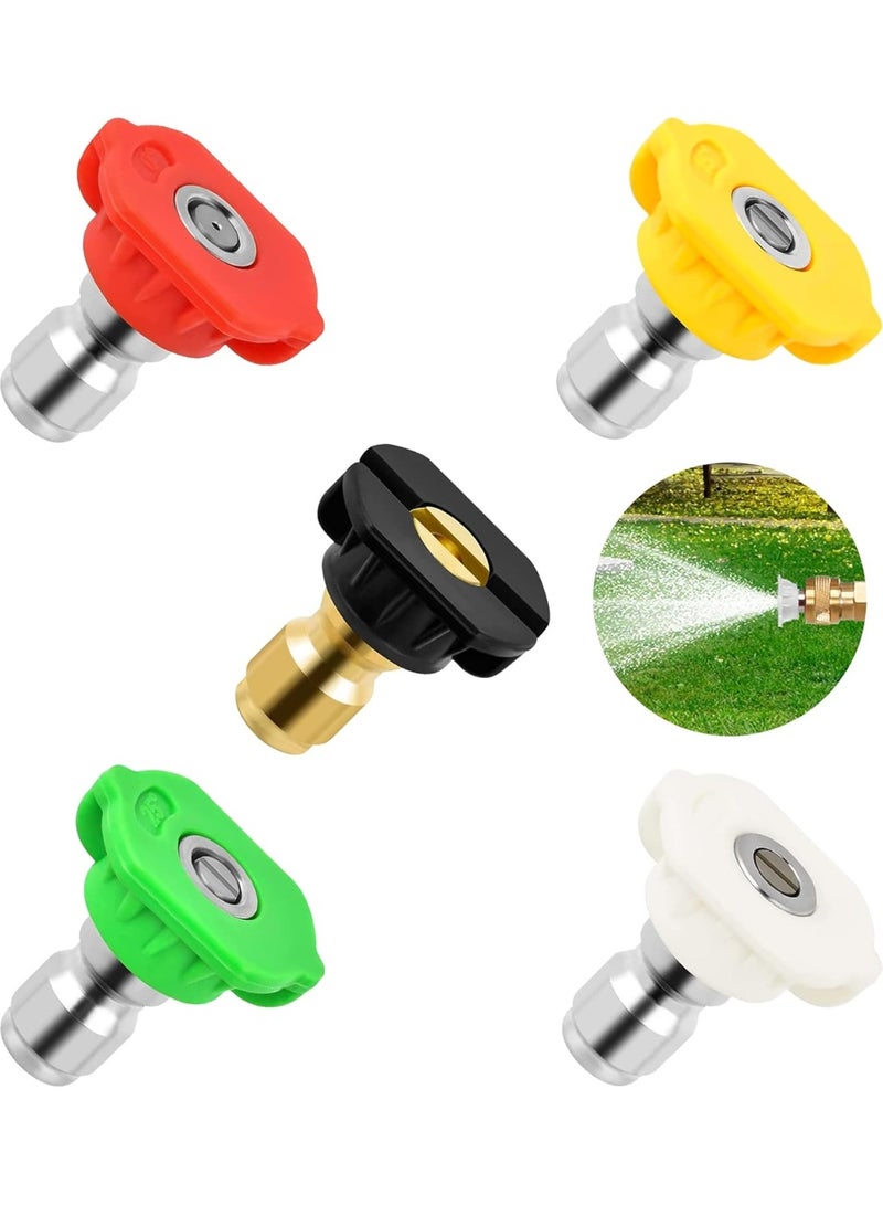 Pressure Washer Tips, Universal Pressure Washer Nozzle Tips (5 Pack), Power Washer Nozzle Tips for 1/4'' Quick Connect, 4500 PSI Multiple Degrees Pressure Washer Spray Nozzle (0、15、25、40、65) 3.0 GPM - Image 1